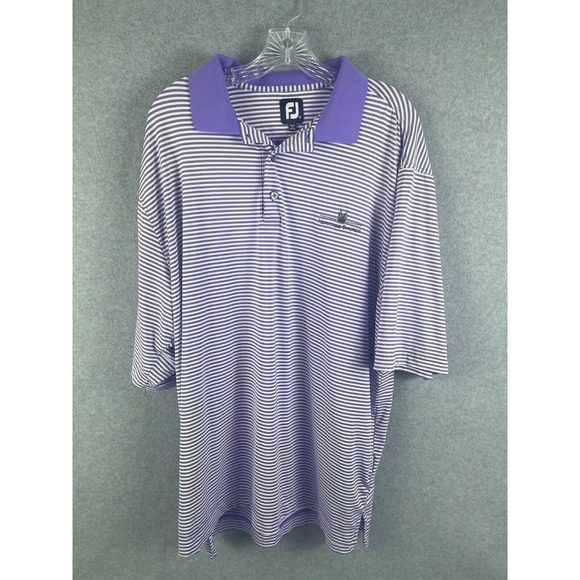 Other - FJ FootJoy Golf Polo‎ Shirt Men's Size XXL Purple Striped Heritage Shores READ